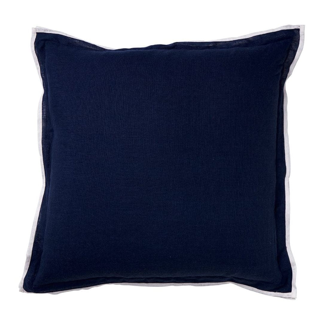 Navy Linen Edge Cushion