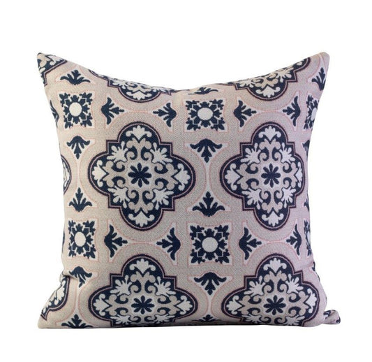 Riceflower Pink & Navy Cushion