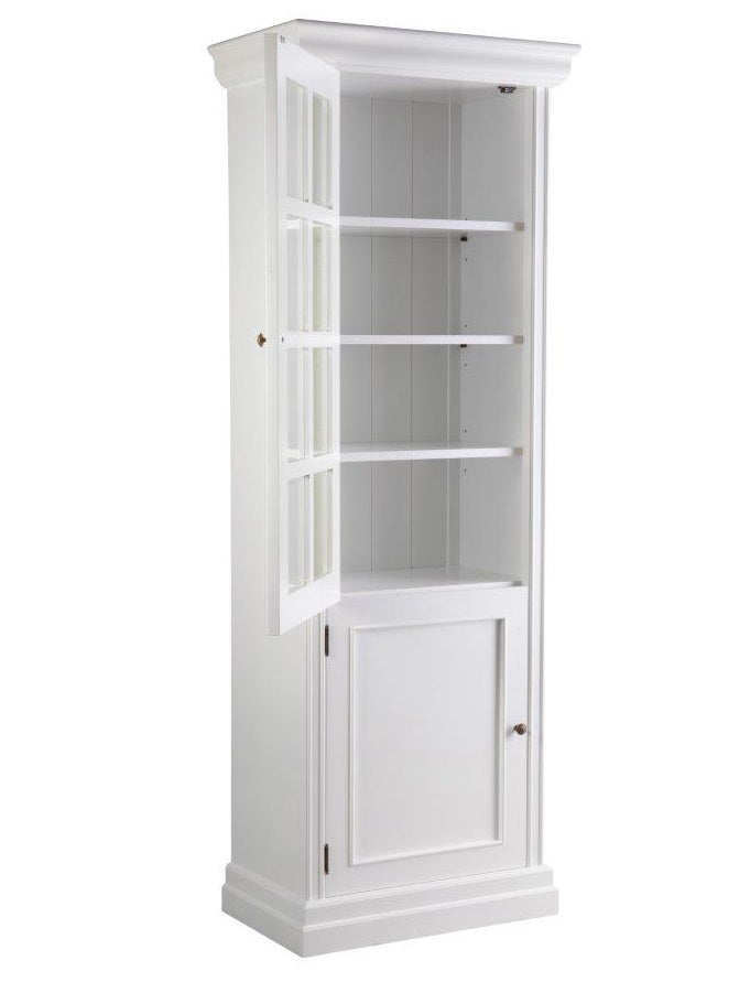 Davenport Display Cabinet Single White with Brass hardware