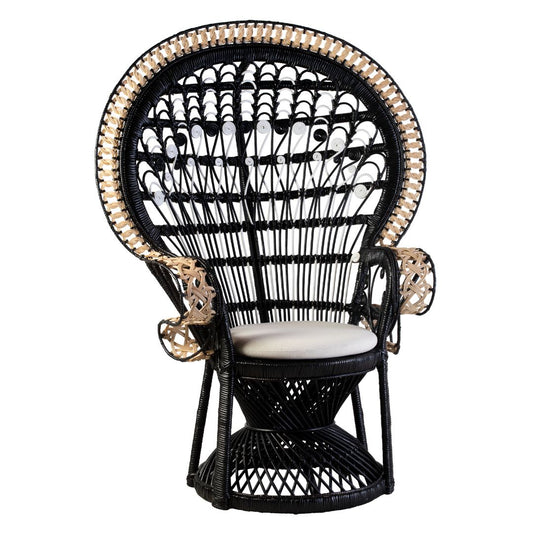 Peacock Chair Black, Natural & White