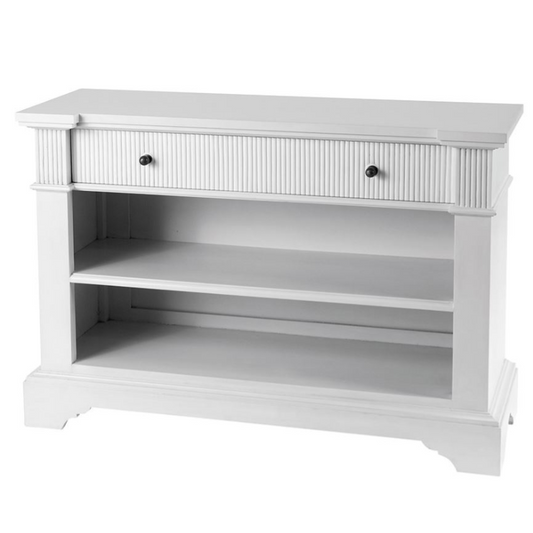 Hampton Small Entertainment Unit / Low Bookcase White