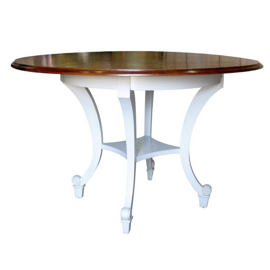 Oslo Round Dining Table Walnut Top with White Base