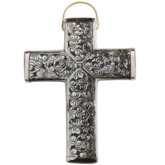 Ceramic Cross with Metal Filigree